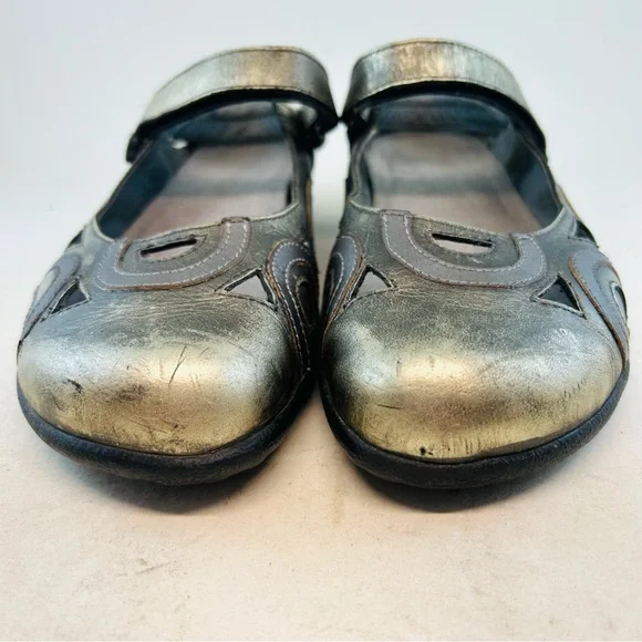 Naot Metallic Pewter Silver Bronze Rongo Mary Jane Slingback Flat Shoes, sz 39 8 - Picture 3 of 12